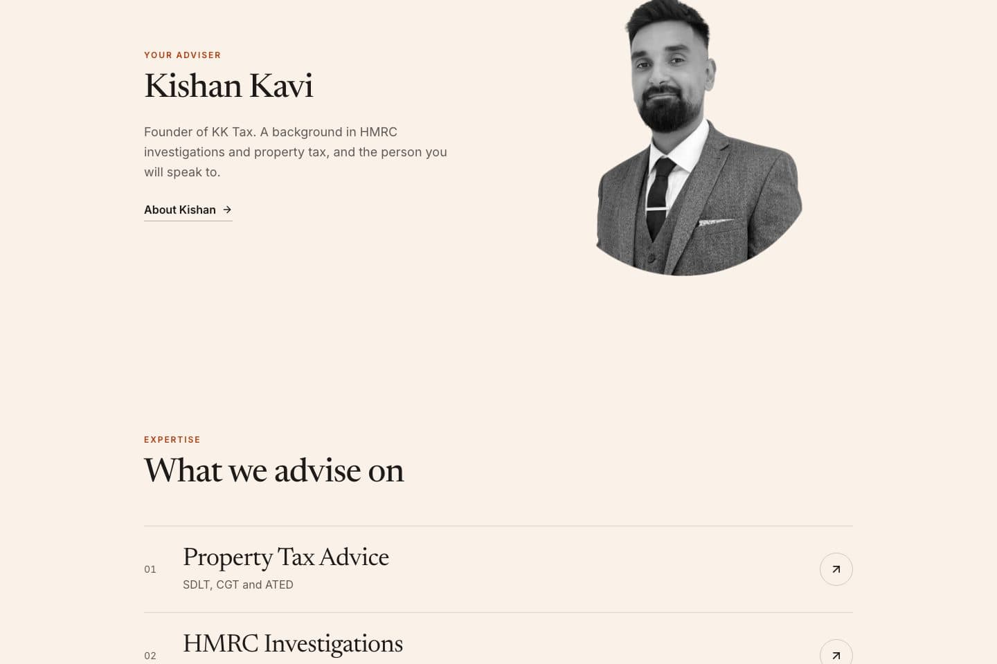 KK Tax website, screen 2