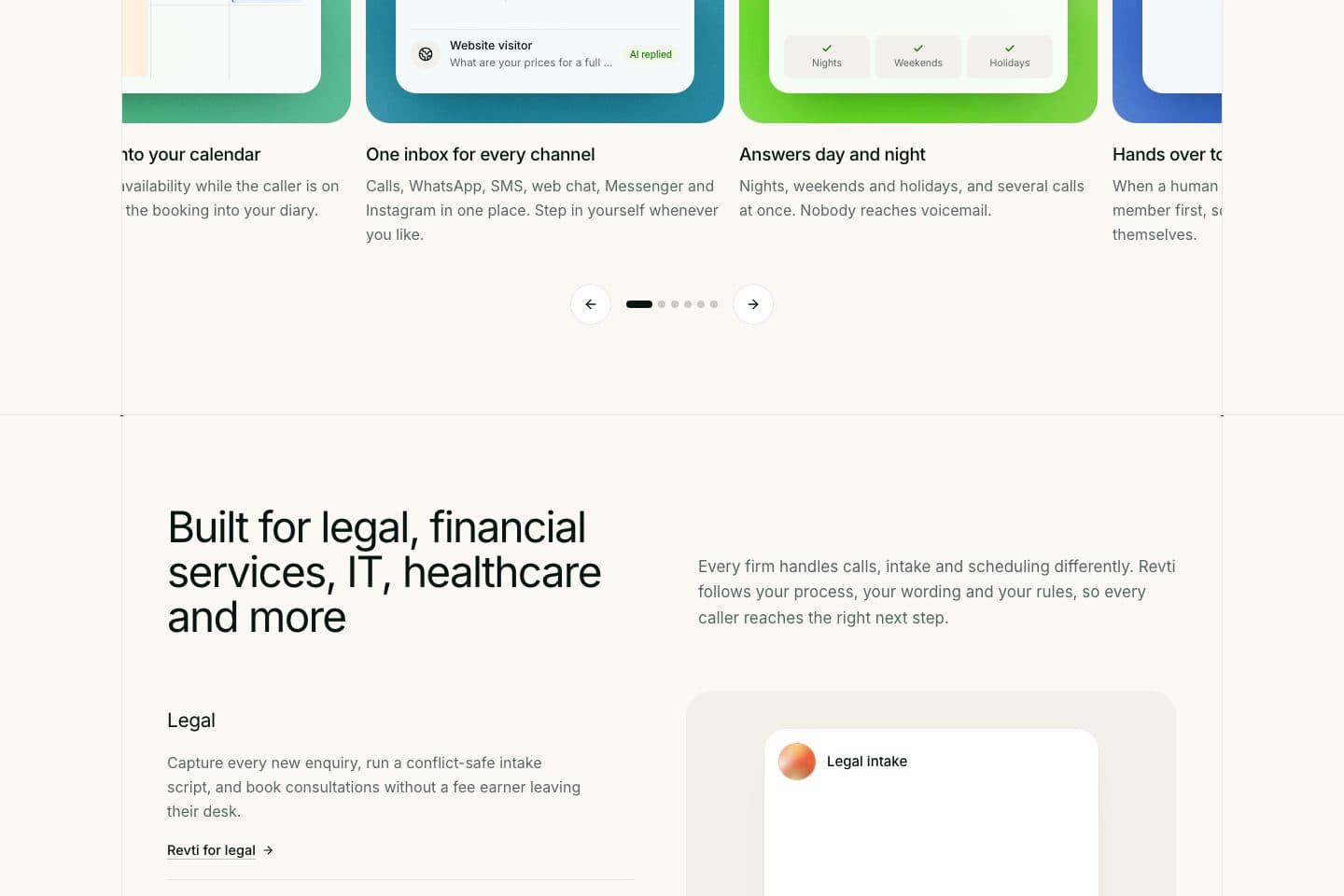 Revti.ai website, screen 3